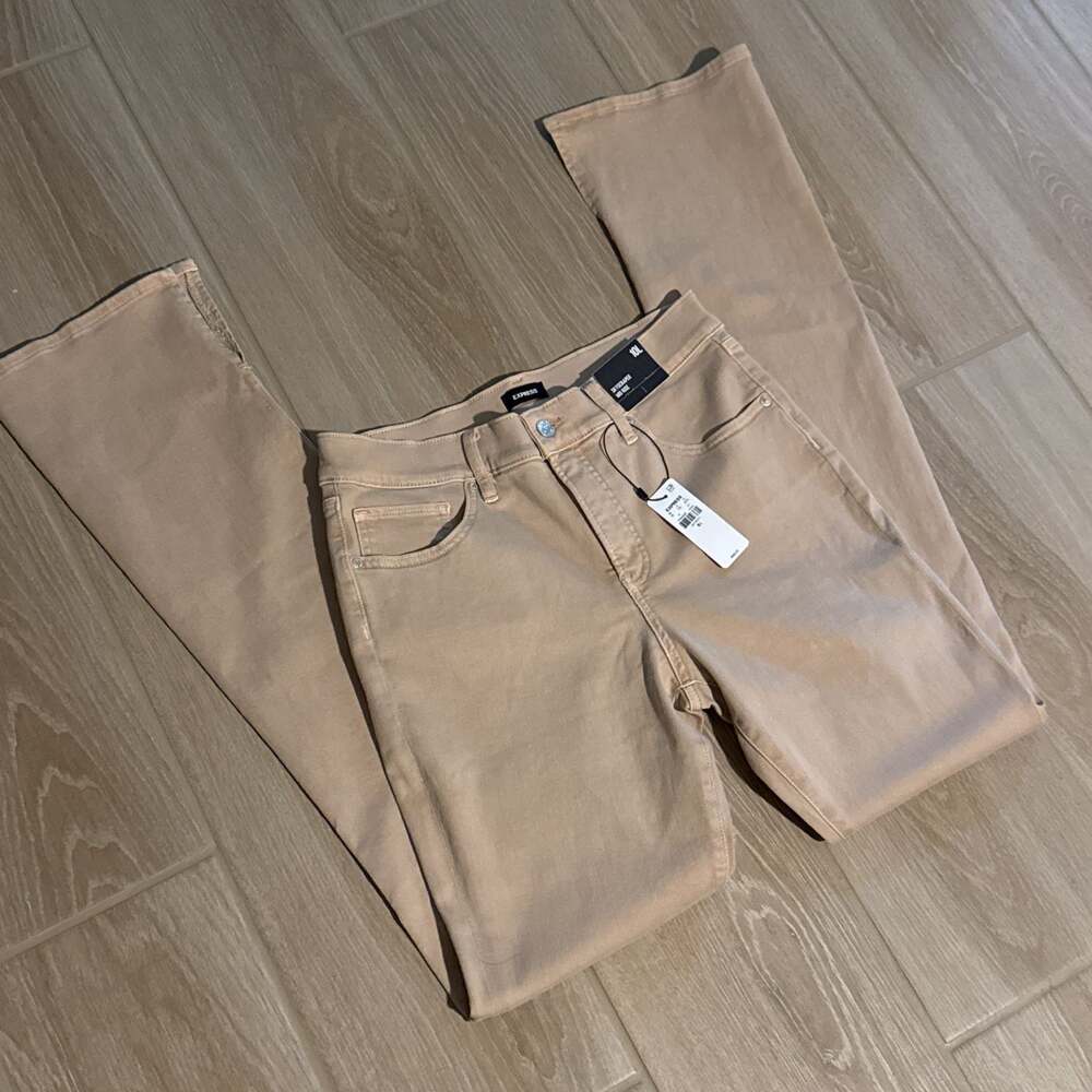 Express Skinny High Rise Hyper Stretch Jeans in Tan